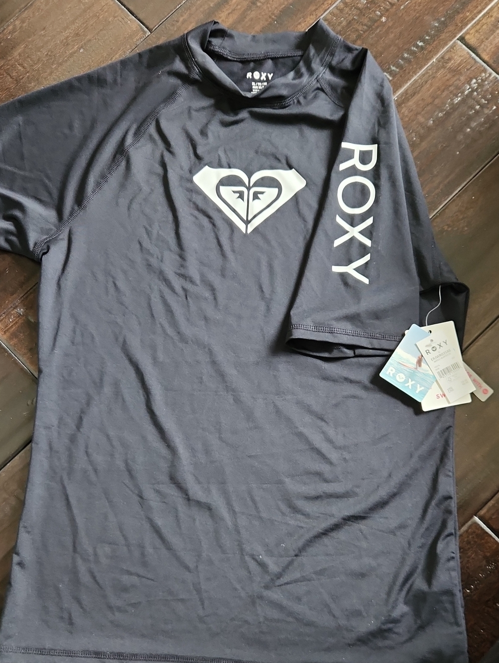 Roxy Women's  Short Sleeve Logo Rash Guard